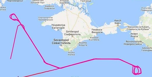 karta_krym_marshrut_samoleta_razvedchika ВВС Великобритании проводят разведку около Крыма