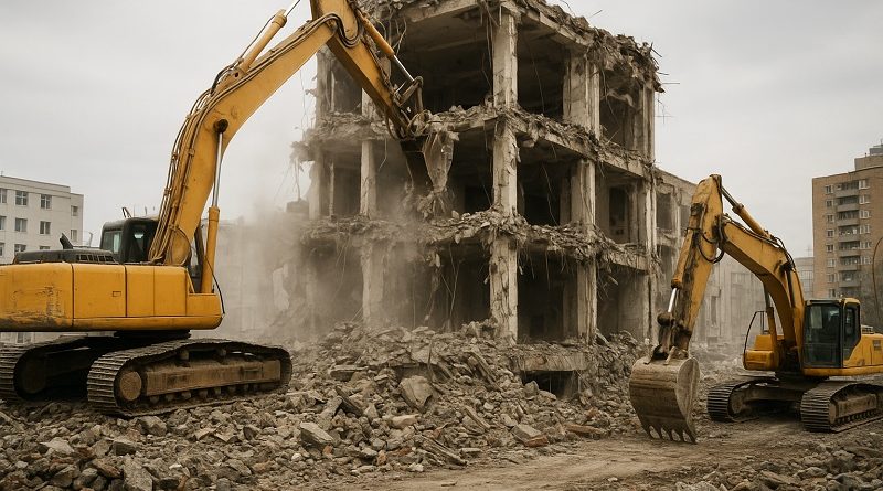 Полный снос зданий в Киеве: этапы и оборудование